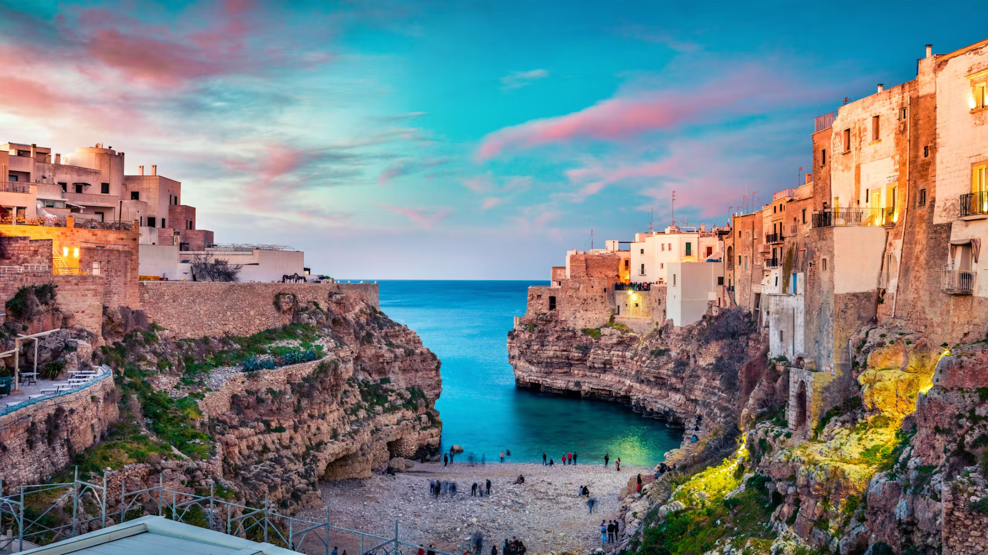 Beautiful coastal view of Puglia, Italy at sunset